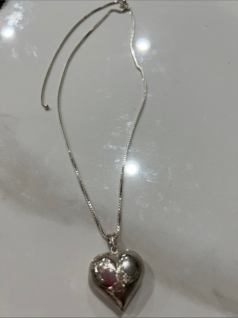 Sterling Silver Heart Pendant Necklace - Silver